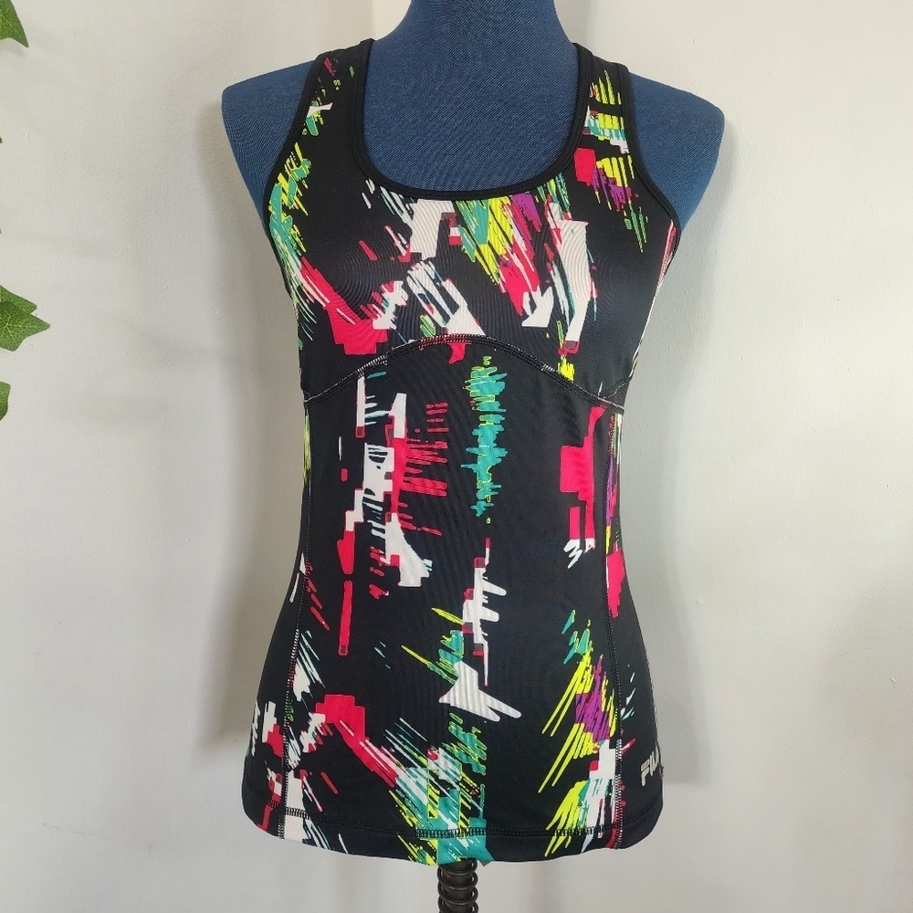 Fila Sport Performance Racerback Tank Top Black With Colors